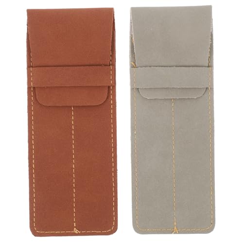 jojofuny 2 Stück Teiliges PU Leder Stiftsleeve Vintage Stiftetui mit Kratzfester Schutzhülle Leichtes Praktisches Pen Pouch für Schreibgeräte Langlebiger Stiftetui Organizer und Braun von jojofuny