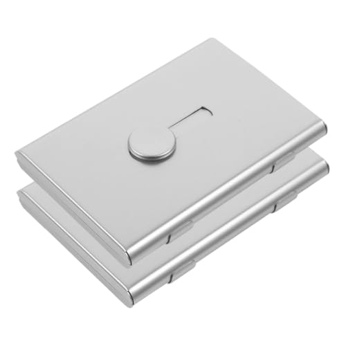 jojofuny 2 Stück Visitenkartenetui Robuster Business Card Holder aus Metall Schiebbares Kartenetui Widerstandsfähig für Ausweise und Kleine Karten Silberfarben von jojofuny