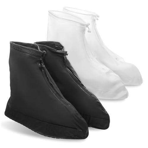 jojofuny 2 Stück wasserdichte Regen schuhüberzieher aus Gummi Leichter Strapazierfähiger Regenschutz für Damen und Herren Outdoor Überschuhe Lose Passform Passend für Radfahren und Camping von jojofuny