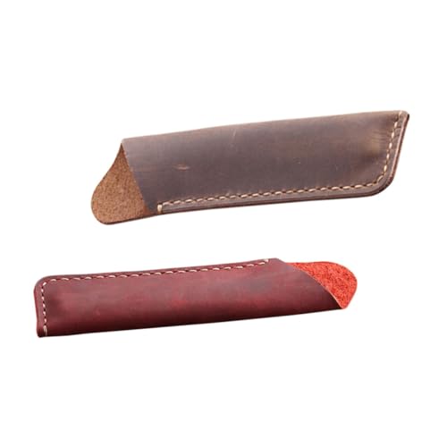 jojofuny 2 Stücke Vintage Stiftetui aus Handgefertigtem Rindsleder Kugelschreiber Hülle Braun und Stilvolles und Funktionales Design für Stifte und Bleistifte für Büro und Freizeit von jojofuny