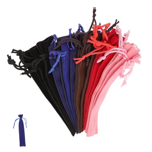 jojofuny 20 Stück Flanell Federmäppchen mit Zugband Stiftetui in Schwarz Rot Kaffee Blau und Praktische Stiftaufbewahrung für Schule Büro und Zuhause von jojofuny