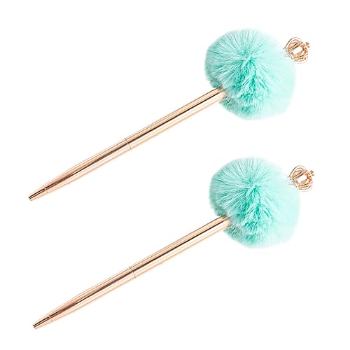 jojofuny 2stücke Kugelschreiber Für Mädchen Mit Pompom Und Krone Flüssige Schreibweise Student Writing Pen Langlebig Und Hochwertig Verarbeitet von jojofuny