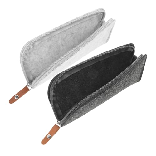 jojofuny 2Stücke Filz Federmäppchen Handliche Organizer Aufbewahrungstasche für Stifte und Große Kapazität Tiefgrau und Schule und Büro von jojofuny