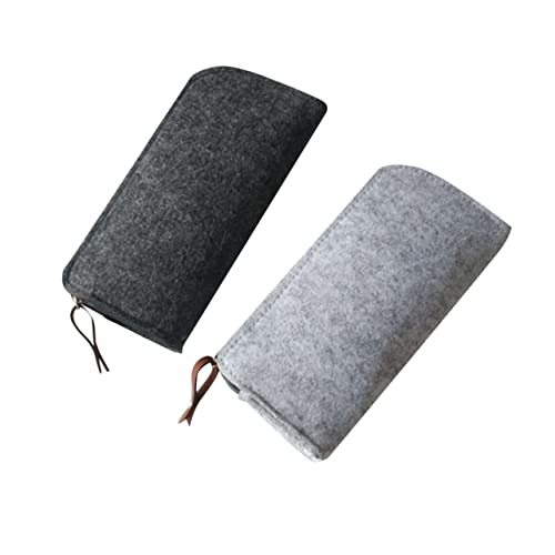 jojofuny 2stücke Filz Federmäppchen Pack Praktische Bleistift Taschen Mit Großer Kapazität Für Schule Reisen Und Kosmetik Dunkelgrau von jojofuny