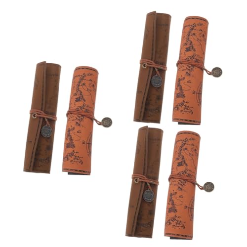 jojofuny 3 Sätze Retro Canvas Pen Bag Bleistift Schreibwaren Studenten-stifttasche Tragbar Gesteppt Für Federmäppchen Etui Dekorativer Stifthalter Leder 2 Stücke * 3 von jojofuny