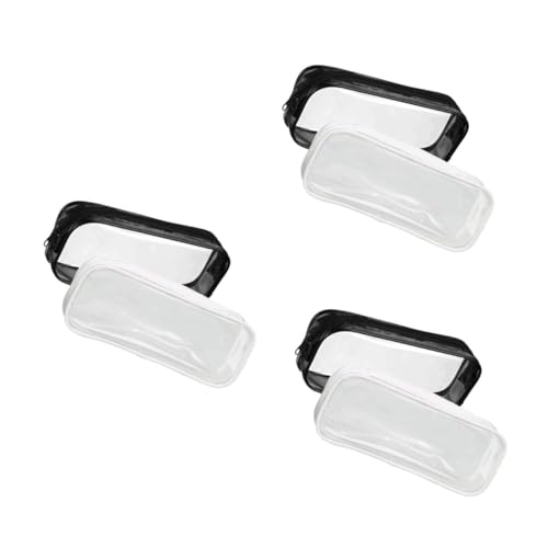jojofuny 3 Sätze Transparente PVC Mäppchen Mit Reißverschluss Große Kapazität Praktische Stifttasche Für Schule Büro Schüler Und Lehrer Modisch Schwarz Und Weiß 2 Stücke * 3 von jojofuny