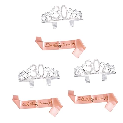 jojofuny 3 Sets Geschenk-Satin Und Buchstaben-Schmuckdekoration Mit Gastgeschenken Damenkamm Queen-Band Kopfgürtel Stirnband Gürteldekorationen Make-Up Strass-Druck Kristallteile von jojofuny