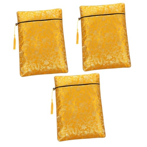 jojofuny 3 Stück Buch Aufbewahrungstasche empfindlich Federmäppchen mit Reißverschluss Schule Schulbedarf schlank Studenten-Stifttasche Mehrzweckstiftbeutel die Seide Yellow von jojofuny