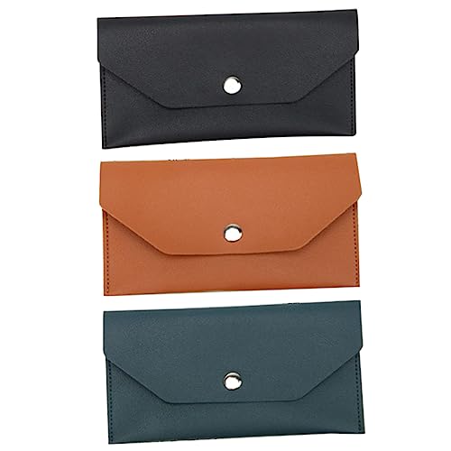 jojofuny 3 Stück PU Geldbörse im Envelope Stil Multifunktionale Brieftasche für Kreditkarten Bargeld und Kleine Gegenstände Stilvolle Aufbewahrung für Damen Schwarz Braun und Grün von jojofuny