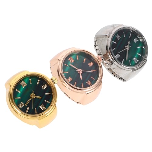 jojofuny 3 Stück Ringuhren Fingeruhren Ringdesign-Uhr Neuartige Ringuhren Kreativer Mini-Uhrenring Für Damen Und Herren Kreative Elastische Runde Quarz-Fingerringuhren von jojofuny
