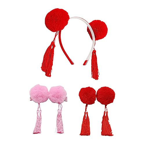 jojofuny 3st Haarschmuck Für Das Neue Jahr Haarspangen Im Chinesischen Stil Plüsch Haarspange Pom Pom Haarnadel Partykostüm Für Das Neue Jahr Quastenhaarbänder Stirnband Festlich Kind von jojofuny