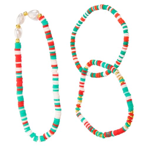 jojofuny 3 Stück Teiliges Perlenarmband für Frauen Weihnachtsarmbänder mit Bunten Soft Perlen Eleganter Schmuck für Partys und Festliche Anlässe als für Mädchen von jojofuny