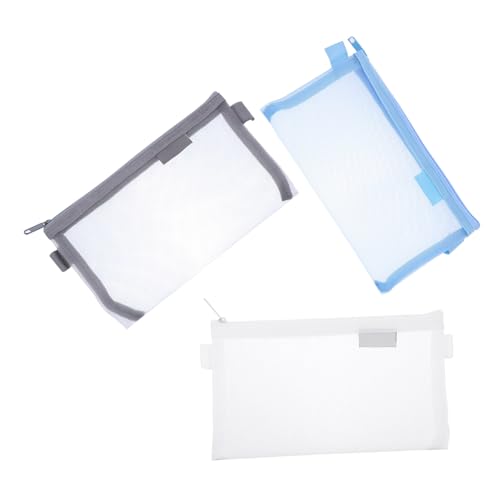 jojofuny 3 Stück Teiliges Transparente Netzstoff Stiftetaschen mit Reißverschluss Langlebige Waschbare Aufbewahrungstaschen für Schule Büro Reise Vielseitige Organizer für Stifte Karten von jojofuny