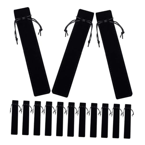 jojofuny 30 Stück Federmäppchen aus Samt mit Kordelzug Stiftetaschen aus Perlen Stiftetui aus Samt Stifttaschen für Perlenstifte Samttasche mit Kordelzug Flanell Black von jojofuny