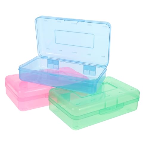 jojofuny 3stücke Großer Transparenter Aufbewahrungsbox Für Stifte Stapelbare Federmäppchen Aufbewahrung Von Schreibwaren Und Kosmetik Für Zuhause Und Büro von jojofuny