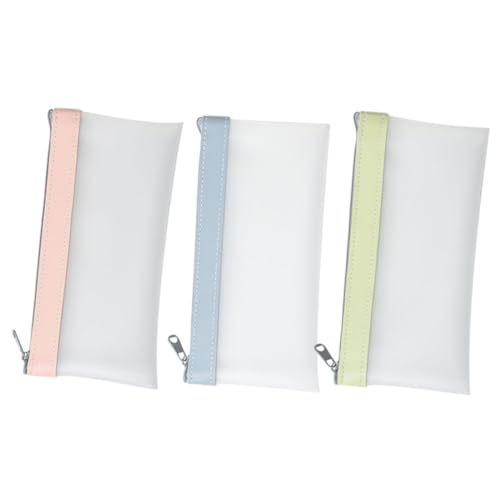 jojofuny 3stücke Stiftetasche Aus TPU-Material Mit Großem Fassungsvermögen Durchsichtiges Federmäppchen Mit Reißverschlussdesign Praktischer Stifte-Organizer Für Schreibwaren von jojofuny