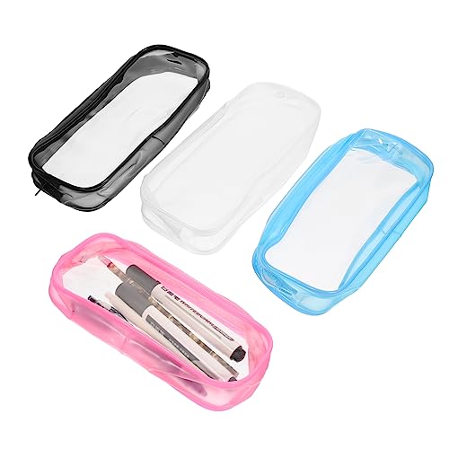 jojofuny 4Stücke Große Kapazität Bleistiftbeutel Transparente Federmäppchen für Schule Kosmetik Leichtes Material von jojofuny