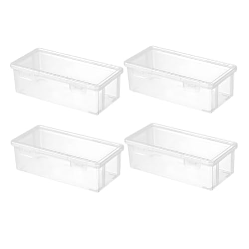 jojofuny 4Stücke Stapelbare Transparente Bleistiftbehälter aus Großer Schreibwaren Organizer mit Schnappverschluss Vielseitig Einsetzbar für Schule und Hohe Kapazität von jojofuny