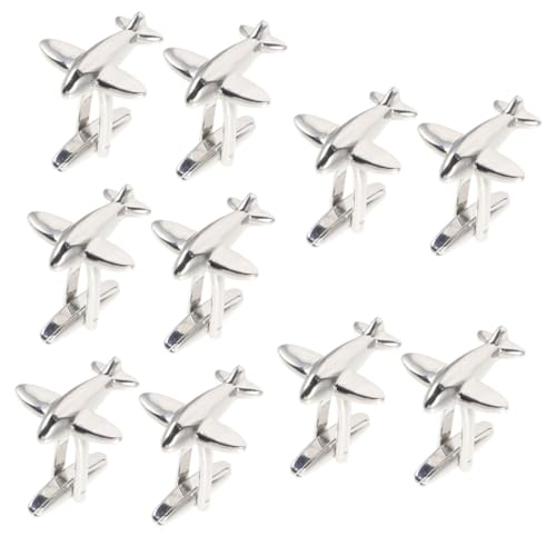 jojofuny 5 Paare Flugzeug Manschettenknöpfe für Herren Hochwertige Langlebige Cufflinks Reinem Kupfer in Silber für Anzüge Hochzeiten und Besondere Anlässe Perfektes für Männer zu von jojofuny