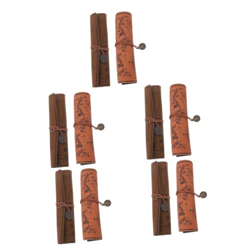 jojofuny 5 Sätze Retro Canvas Pen Bag Federmäppchen Schreibwaren Gesteppt Bleistift Studenten-stifttasche Stiftwickeltaschen Tasche Für Stifte Etui Leder 2 Stücke * 5 von jojofuny