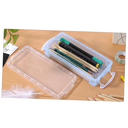 jojofuny 5 Stück Teiliges Transparentes Federmäppchen Kunststoff Multifunktionale Aufbewahrungsbox für Schul und Bürobedarf Farben Variabel Zufällige Farbe von jojofuny