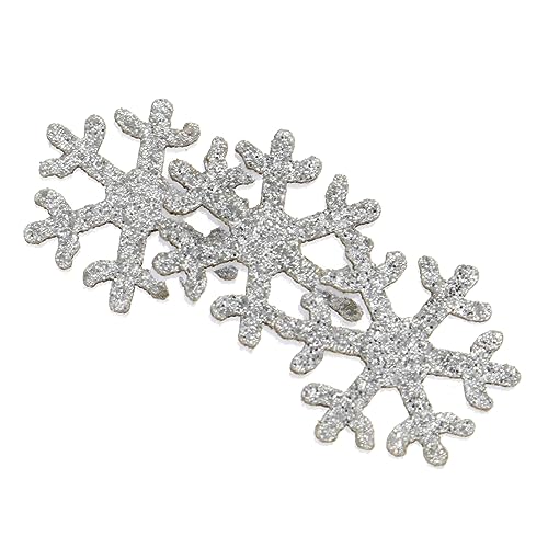 jojofuny 50stücke Diy Haarschmuck Set Glitzernde Schneeflocken Patches Für Haarspangen Handwerkliche Dekoration Bastelzubehör Für Junge Mädchen Und Mädchen Silberfarben von jojofuny