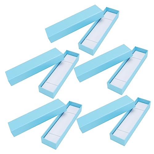jojofuny 5er-Packung Geschenkbox Für Schreibwaren Stiftetui Aus Papier Bleistiftbehälter Lesezeichen Stifteetui Für Schüler Blue Karton von jojofuny
