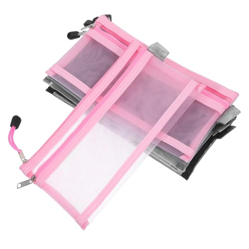 jojofuny 6 Stück Doppellagige Mesh Reißverschluss Federmäppchen Transparent Nylon Mäppchen für Schule Büro Kosmetik Vielseitig Leichter Organizer Beutel von jojofuny