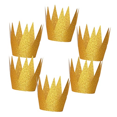 jojofuny 6st Kinder Partyhüte Krone Hut Kappe Geburtstag Krone Hüte Party Kronen Hut Papier Party Crown Papier König Kronen Geburtstagshut Papier Glitter Prinz Kronen Requisiten Kleinkind von jojofuny