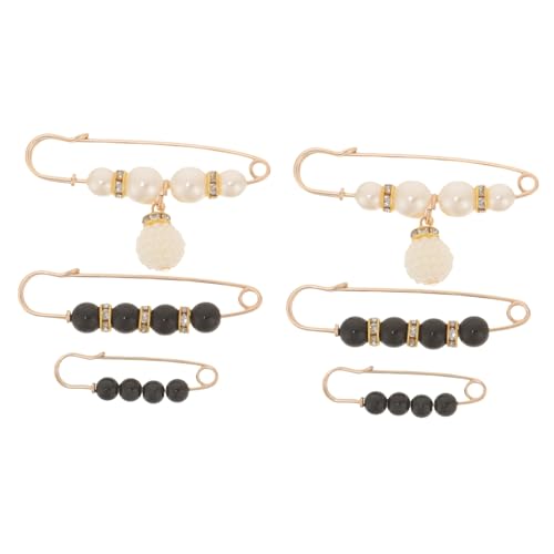 jojofuny 6 Stück Teiliges Broschen mit Perlen Sicherheitsnadeln zum Taillenzusammenziehen Langlebige Anstecknadeln für Jeans Pullover und Schals Vielseitiger Kleiderschmuck Einfach zu von jojofuny