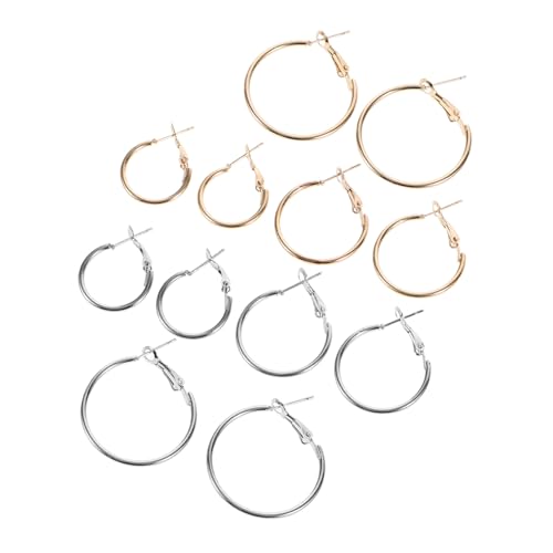 jojofuny 6 Stück Teiliges Runde Creolen Ohrringe für Damen Leichte Metallohrringe in Gold und Weiß Modische C Förmige Große und Kleine Geometrische Ohrschmuck Vielseitig Kombinierbar und von jojofuny