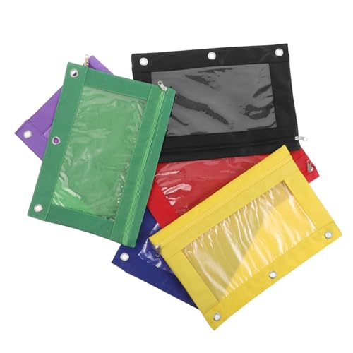 jojofuny 6 Stück Teiliges Transparentes Stiftetui für Ring Ordner Großes Fassungsvermögen Reißverschluss Organizer für Büro und Schulbedarf PVC Dokumentenhalter für Stifte und Utensilien von jojofuny