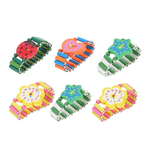 jojofuny 6st Kinder-beacelet-gastgeschenke Holzarmband Spielzeug Armband Für Armbanduhren Spielzeug Mit Elastischem Armband Mini-Uhr-Spielzeug Ansehen Kunsthandwerk Hölzern Bambus von jojofuny