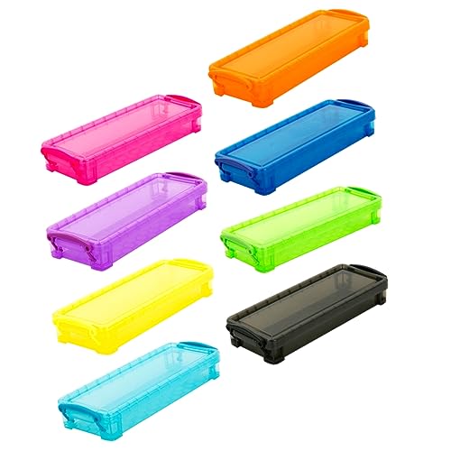 jojofuny 8 Stück Große Kapazität Bleistiftbox Teiliges Farbiges Halbtransparentes Mäppchen für Stifte Marker und Schreibwaren Praktischer Organizer für Schule Büro und Zuhause von jojofuny