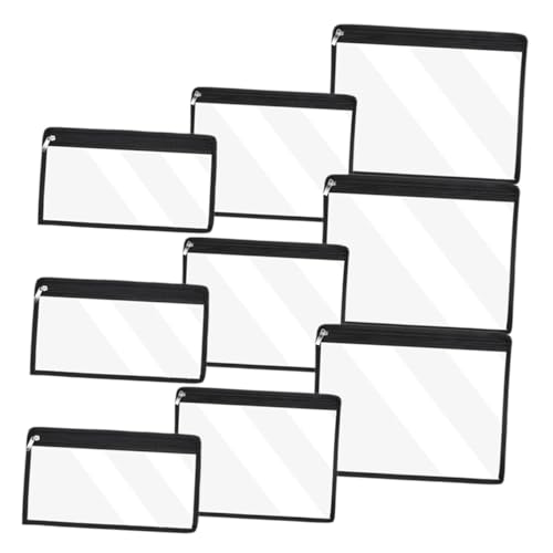 jojofuny 9 Stück Transparente Bleistifttasche Teiliges Wiederverwendbare Stiftetui mit Reißverschluss für Kosmetik Schreibwaren und Reisen Leicht und Langlebig von jojofuny