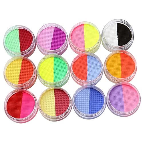 jojofuny Bunte Gesichtsfarbe Satz für Erwachsene und Kinder 24 Farben Wasserlöslich Fluoreszierende Körperfarben für Festivals Party Make Up und Halloween von jojofuny