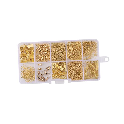 jojofuny Diy Ohrring Zubehör Set Goldfarben Komplettset Schmuckmaterial für Handgefertigten Ohrschmuck Bastelset mit Vielfältigen Schmuckteilen im Transparenten Behälter von jojofuny