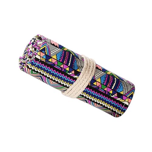 jojofuny Ethnische Stifterolle aus Handgefertigtem Canvas mit Fächern Große Kapazität Tragbare Federmappe mit Schnallenverschluss Robustes Material für Künstler und Schüler von jojofuny