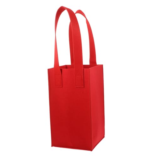 jojofuny Filz Weinflaschentasche mit Tragegriff Tragbare Flaschen Aufbewahrungstasche für Flaschen Herausnehmbares Innenfach als Einkaufstasche Rot für Weihnachten Party und Reisen von jojofuny