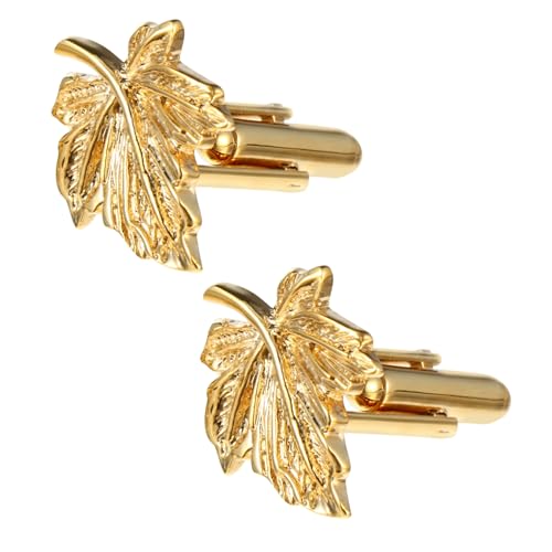 jojofuny Goldene Manschettenknöpfe Maple Leaf Design Modische Langlebige Hemdknöpfe für Herren und Damen Hochwertige Kleidung Accessoires Geeignet für Hochzeit Business und Formelle von jojofuny
