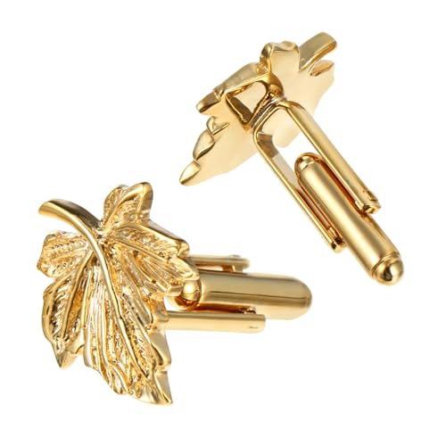 jojofuny Goldene Manschettenknöpfe mit Ahornblatt Langlebige Hemdknöpfe für Herren und Damen Elegantes Design für Hochzeit Business und Formelle Anlässe Verarbeitung Angenehmer von jojofuny