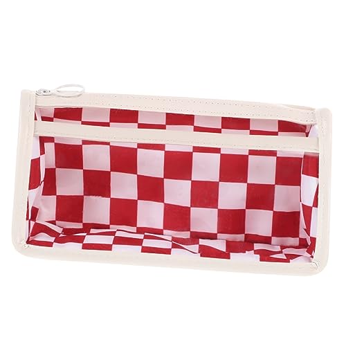 jojofuny Großer Kapazitäts Stiftbeutel Dekorativer Reißverschluss Mäppchen Für Schule Und Büro Transparent Mit Weißem Karomuster Für Stifte Und Schreibutensilien von jojofuny