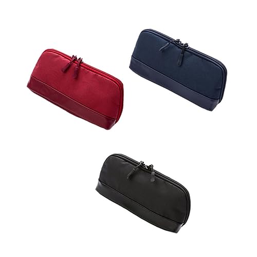 jojofuny Großes Fassungsvermögen Federmäppchen aus Canvas Multifunktionale Stifttasche Weiches Material und Tragbar Geeignet für Schüler und Erwachsene Rote Halbkreisförmige von jojofuny