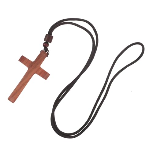 jojofuny Holzkreuz Anhänger Halskette Mit Kruzifix Aus Echtem Sandelholz Für Damen Und Herren Christlicher Schmuck Im Retro-stil Für Religiöse Anlässe Und Lässige Outfits von jojofuny