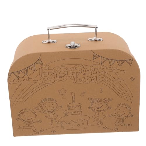 jojofuny Koffer-geschenkbox Aus Karton Kleiner Aufbewahrungsbox Für Kinderschreibwaren DIY-malkoffer Zum Graffiti-malen Tragbare Geschenkbox Für Junge Mädchen von jojofuny