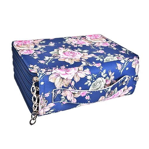 jojofuny Kunstspeicherbeutel federmäppchen Bleistifte Tasche tragbare Schreibwarentasche Briefpapierbeutel Stifte Beutel Schreibwarenkoffer Künstlerstiftfall Polyester Blue von jojofuny