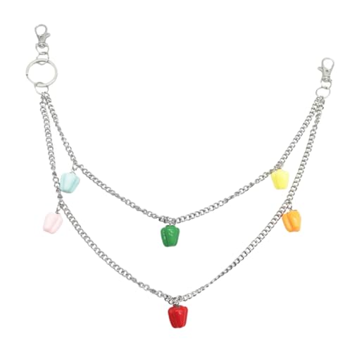 jojofuny Metall Hosenkette Punk Hip Hop Hüftkette Mit Pfefferanhänger Für Männer/Frauen – Stylische Trendige Jeans Hüfttaschen Anziehsachen von jojofuny