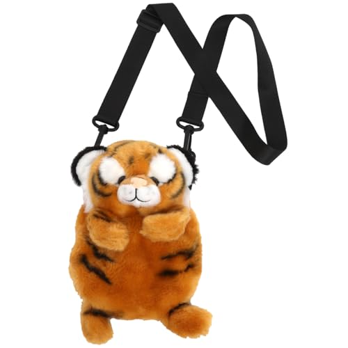 jojofuny Niedliche Plüsch Tiger Umhängetasche Mit Verstellbarem Kettenriemen Soft Und Flauschig Für Reisen Geburtstagsfeiern Und Feste Cartoon Tiger Schultertasche Für Mädchen von jojofuny