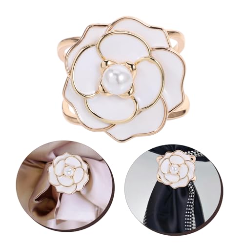 jojofuny Perlen Blumen Schalring aus Langlebiger Legierung Eleganter Moderner Schalclip für Damen Vielseitiger Halstuch und Cardigan Stilvolle Schmuckbrosche für Kleidung von jojofuny