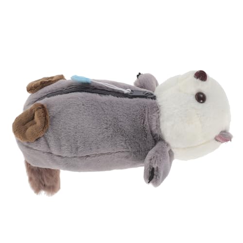 jojofuny Plüsch Federmäppchen Otter Motiv Dünnes Stiftemäppchen mit Großer Kapazität Leichtes Schreibwaren Etui für Mädchen Handliche Federtasche für Schule und Büro von jojofuny